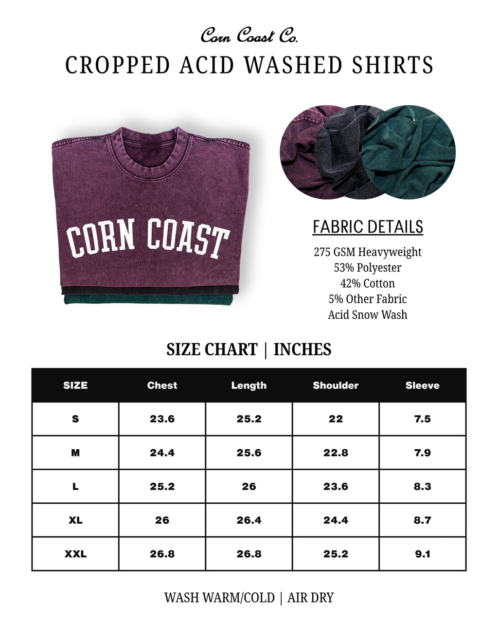 Corn Coast Co. — The Arch Cropped Acid Washed Shirt