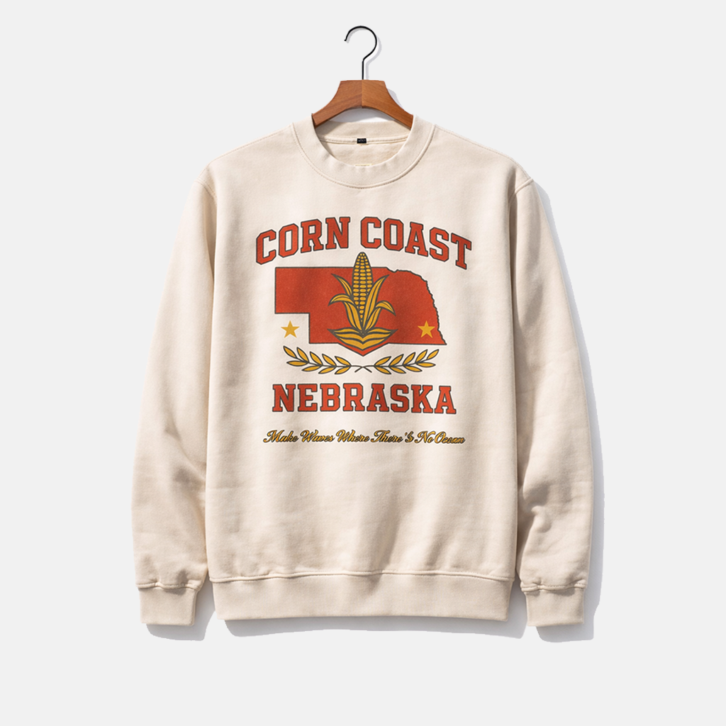 Lé Vintage - Nebraska Vintage Sweatshirt by Corn Coast – Distressed Style Apparel | Retro Cornhusk Design