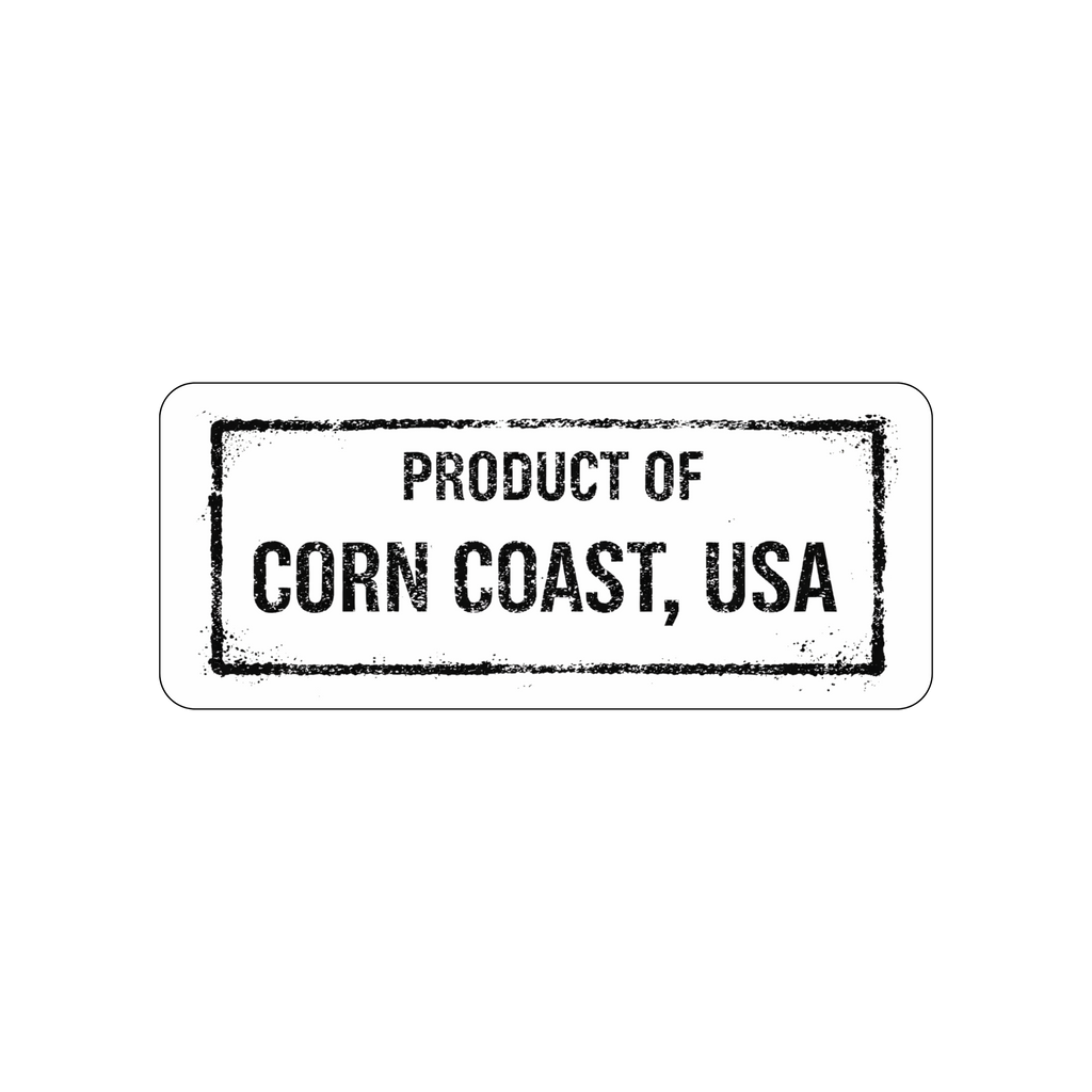 Corn Coast Co Product of Corn Coast USA textured matte vinyl sticker 3.25x1.376 inch vintage stamp design