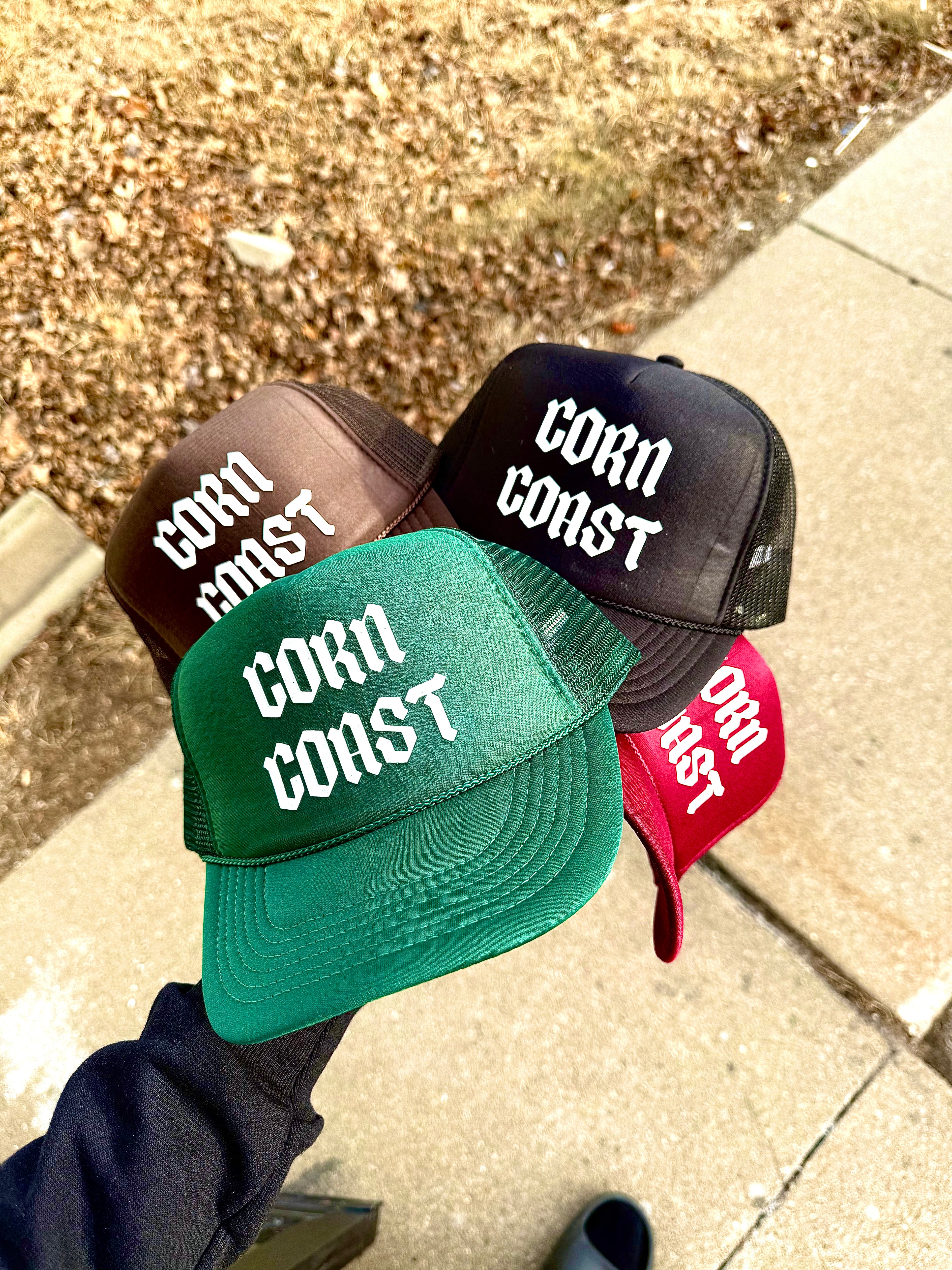 Corn Coast Foam Truckers by Corn Coast Co – maroon embroidered beanie