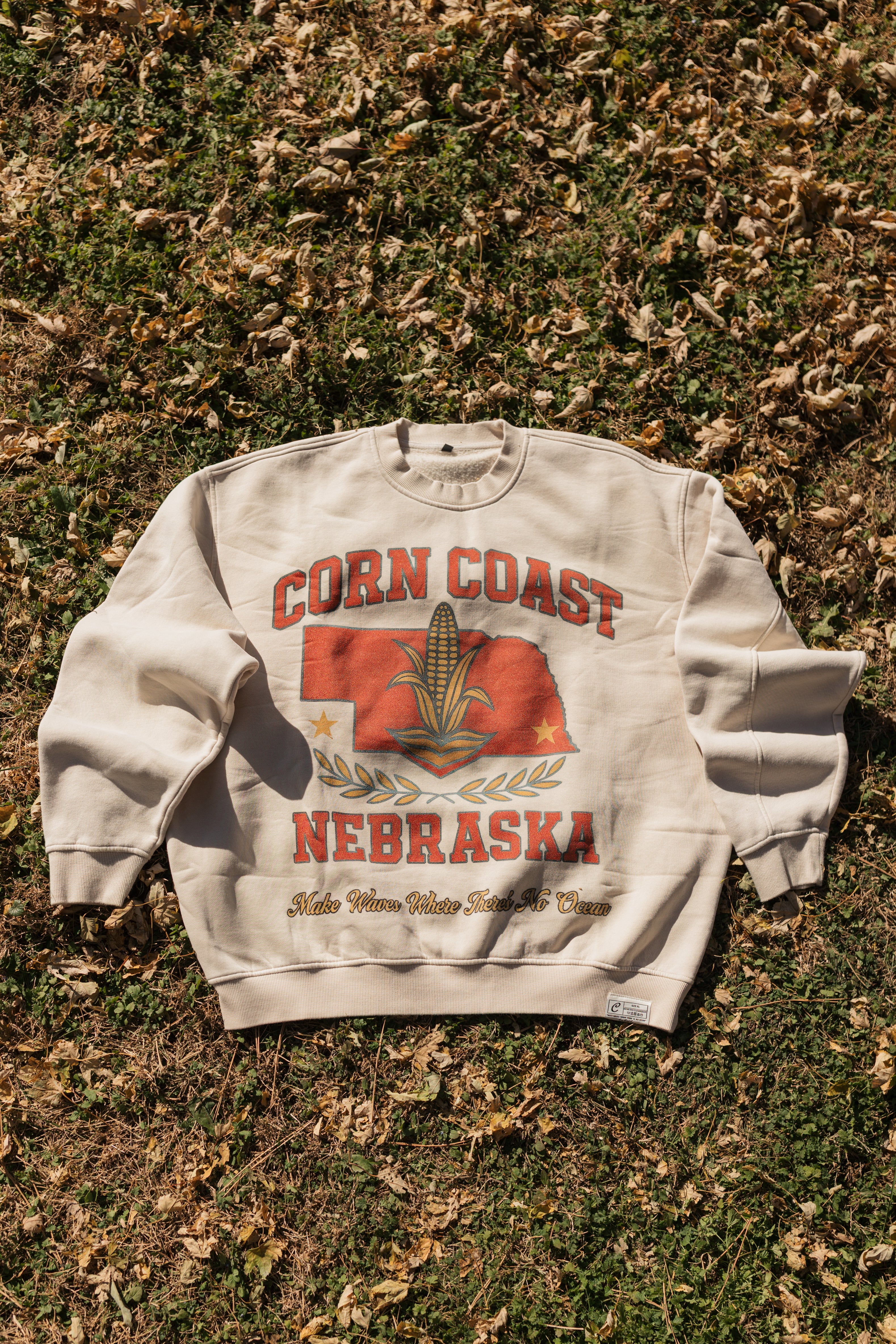 Corn Coast Vintage Nebraska Sweatshirt Scarlet Design