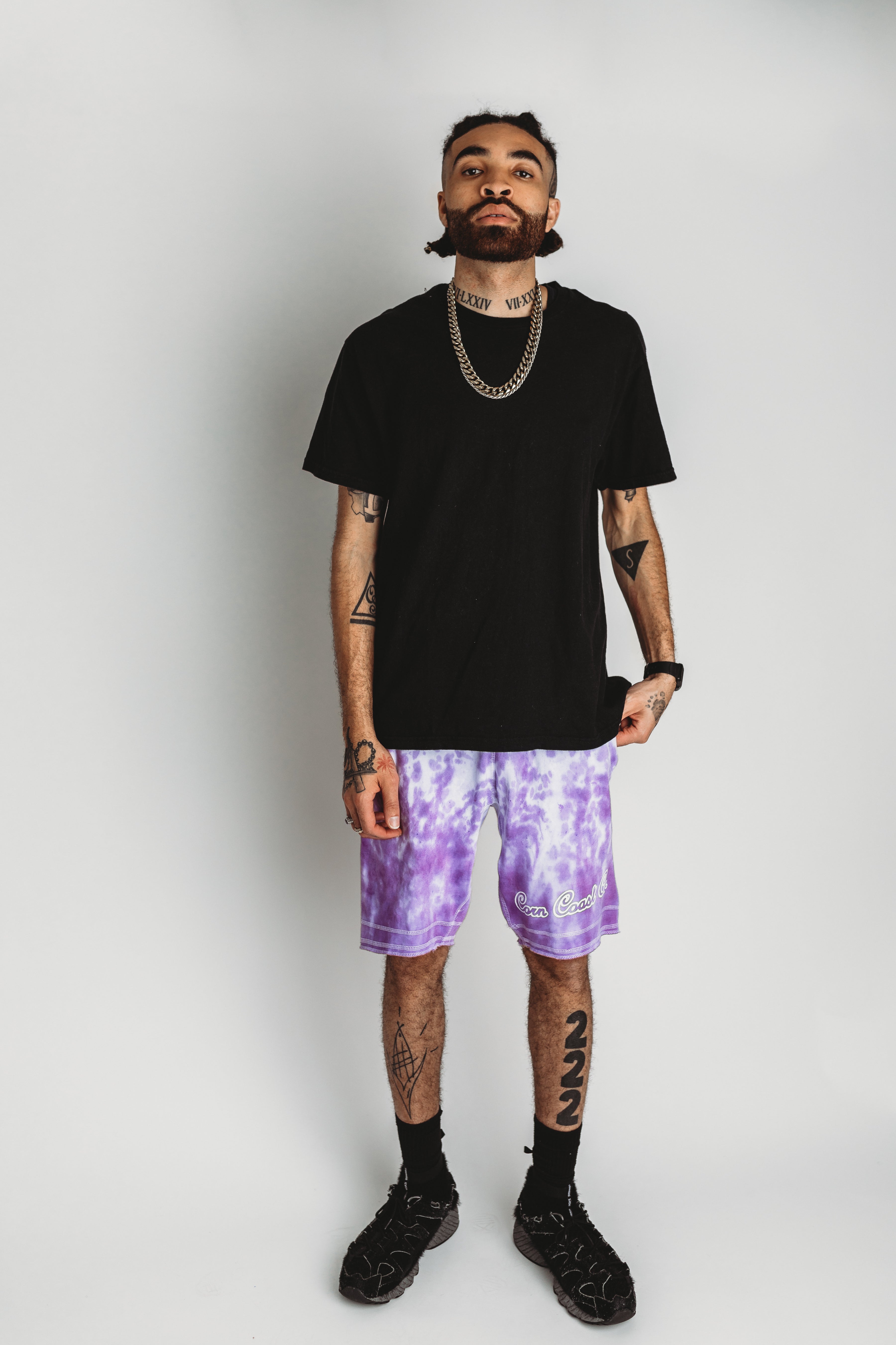 RED & PURPLE TERRY SHORTS