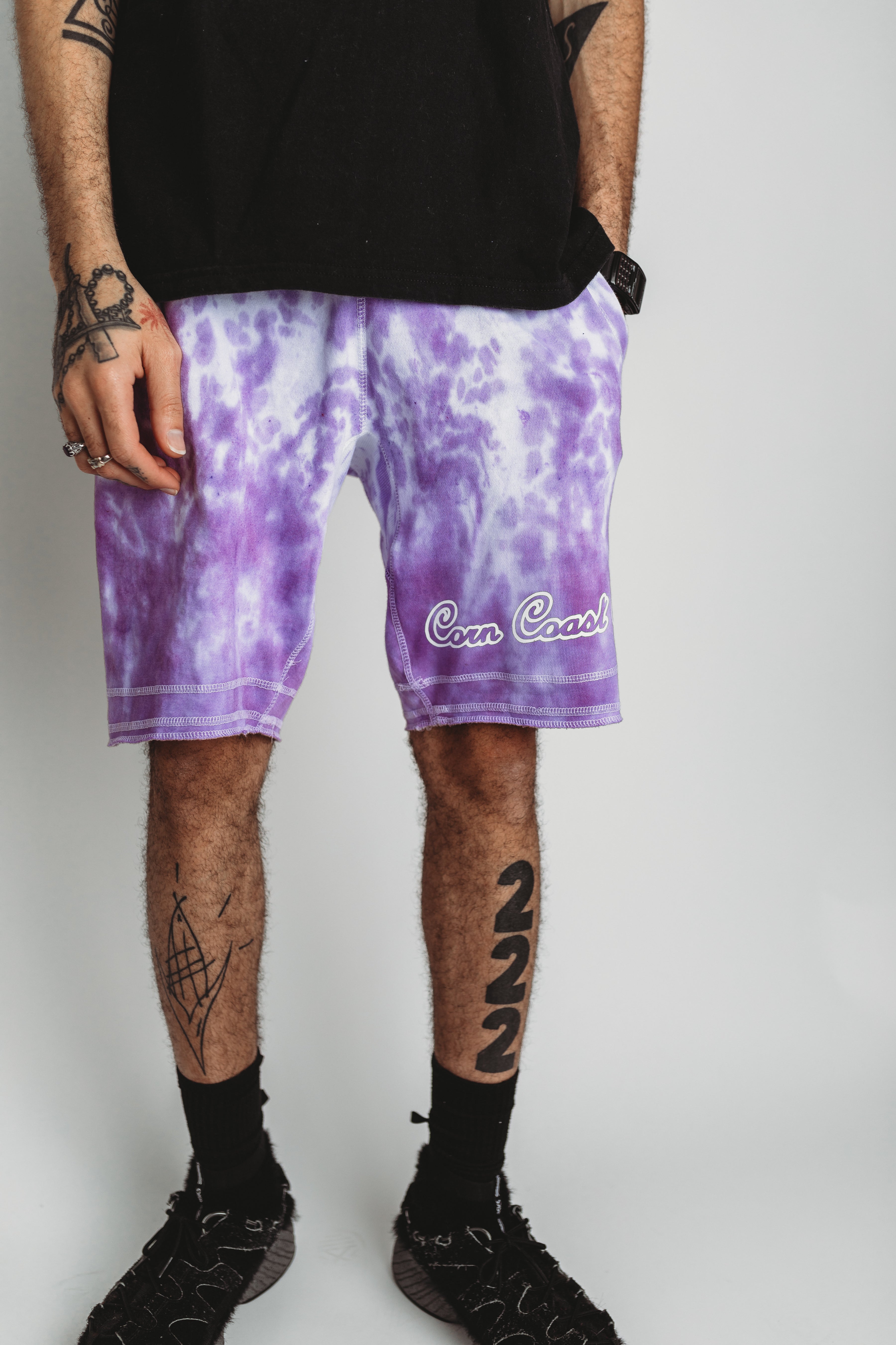 RED & PURPLE TERRY SHORTS