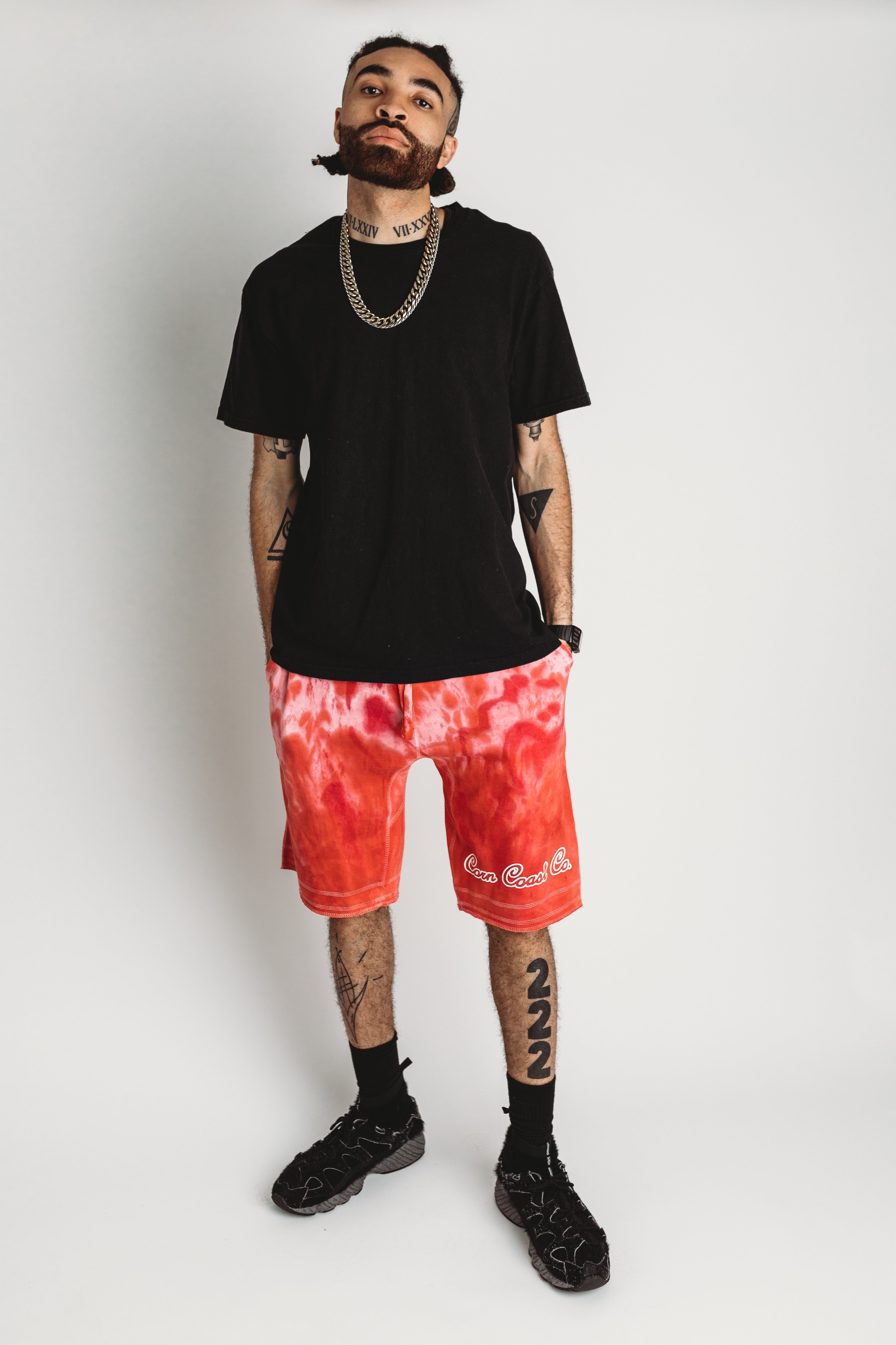 RED & PURPLE TERRY SHORTS