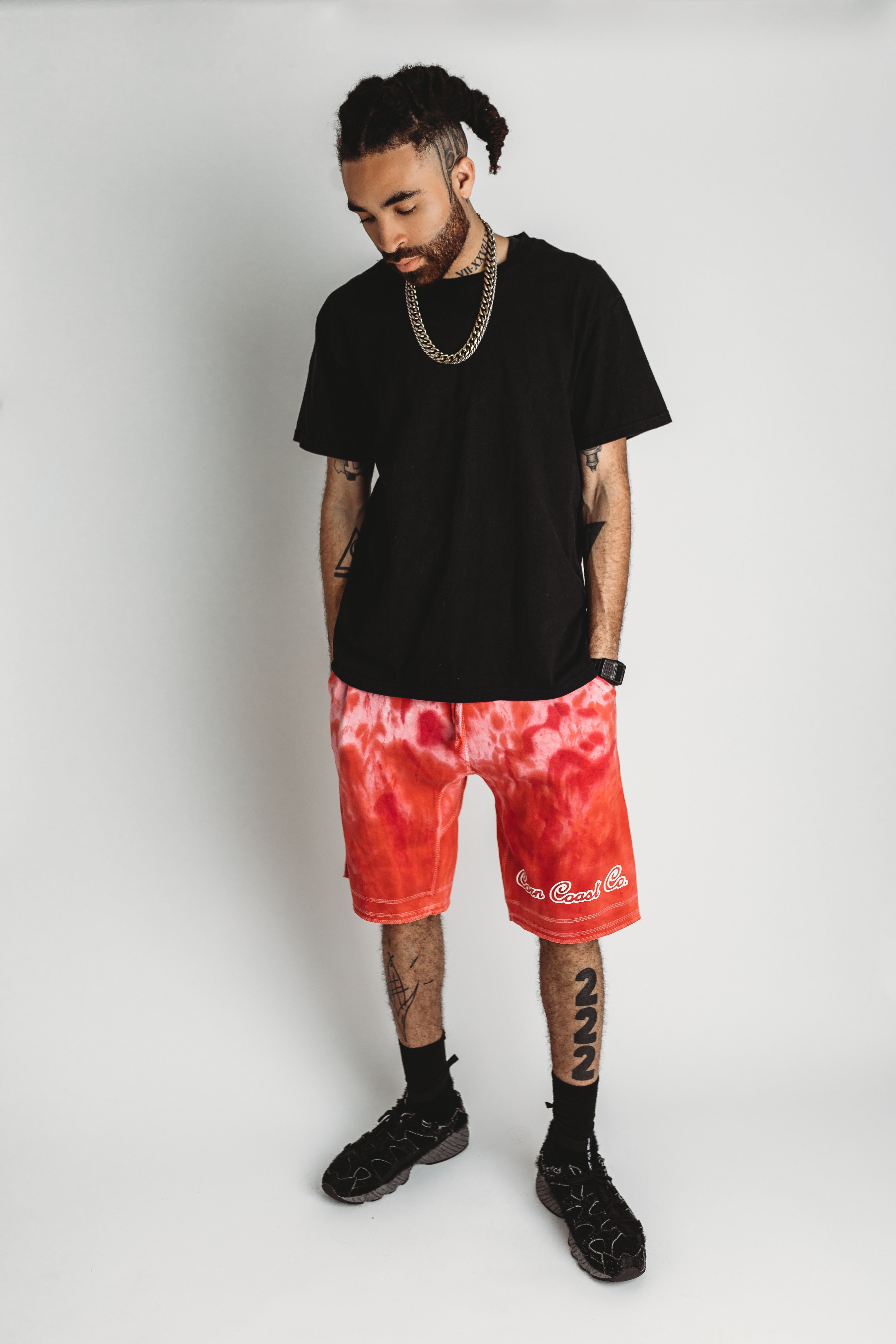 RED & PURPLE TERRY SHORTS