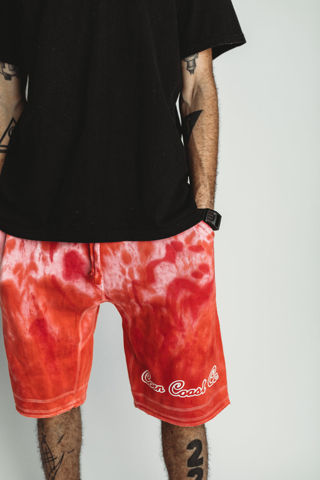 RED & PURPLE TERRY SHORTS